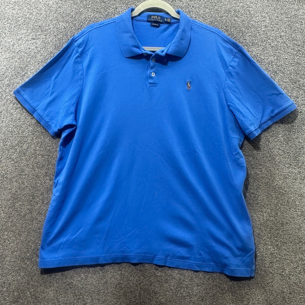 Polo Ralph Lauren Classic Fit Polo Shirt Men XL Blue Cotton Flesh Pony Preppy